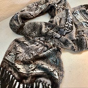 Talbots Velvet Burn Out Fringe Shawl